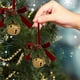 thumbnail image 5 of Adorno de campanas de hierro para árbol de Navidad | Lazo de terciopelo rojo | Decoración festiva de las fiestas | Metal duradero, sonido nítido, colgado sin complicaciones | 3,5 pulgadas | Detalles, 5 of 6