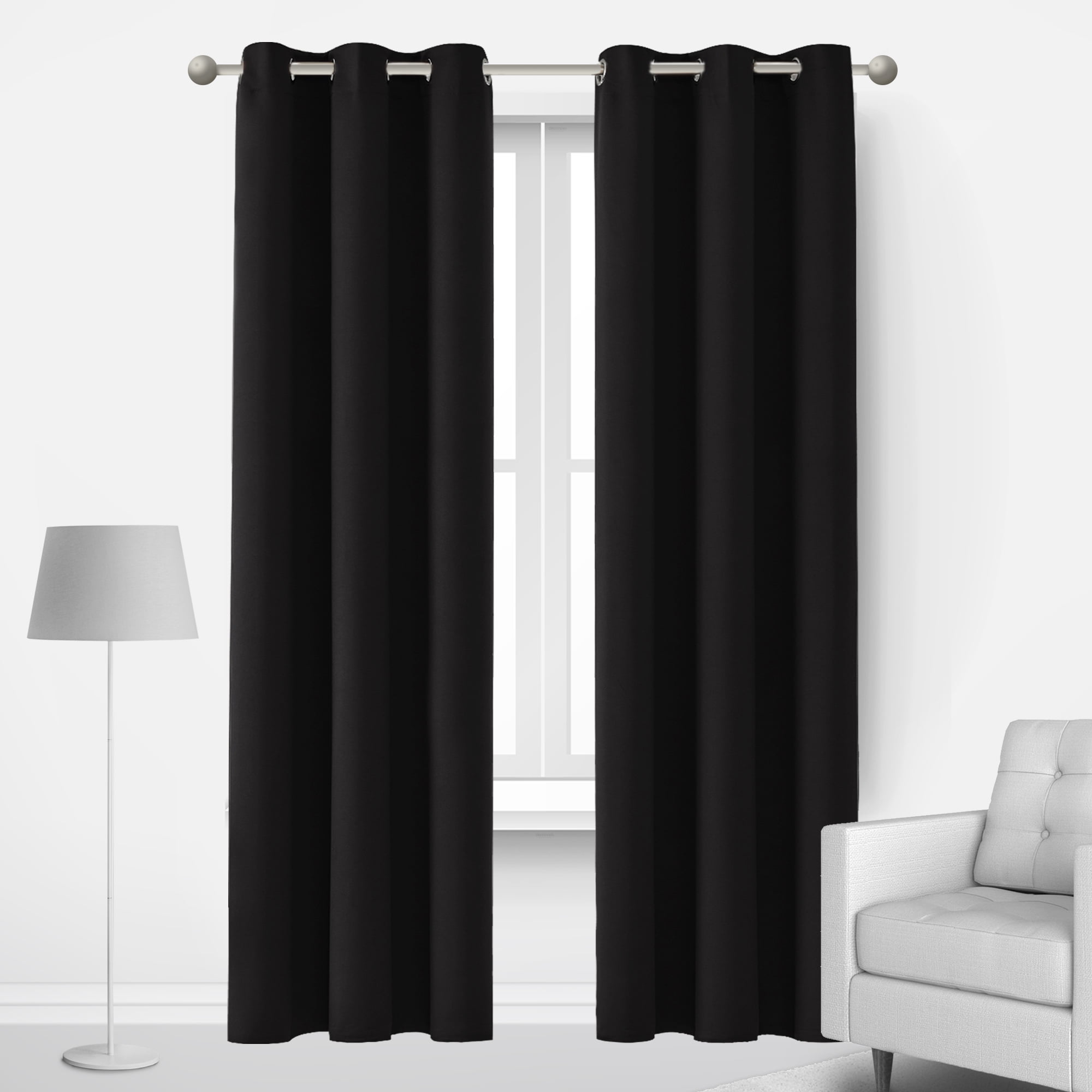 Deconovo Thermal Insulated Solid Blackout Window Curtains for Living ...