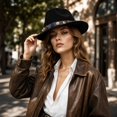 thumbnail image 6 of Qwertyu Cowboy Hat for Men Women Western Cowgirl Hat with Boho Belt Unisex Wide Brim Fedora Hat Black, 6 of 6
