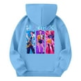 thumbnail image 3 of Moonsky Sudadera con capucha y cordón HUNTRX, estampado de grupo de chicas coreanas, jersey corto, suave y cómodo, top de manga larga para primavera y otoño.,Azul,110, 3 of 4