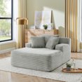thumbnail image 3 of Leumius Chaise Lounge Chair Indoor,Oversized Corduroy Upholstered Boneless Sofa Bed, Modern Deep Seat Sofa with Back Cushion, Pillows, Cozy Sleeper Couch for Living Room, No Assembly Required,Gray, 3 of 10