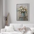 thumbnail image 3 of PixonSign Framed Canvas Print Wall Art Fine Art Still Life White Daisy Flowers Nature Wilderness Illustrations Modern Art Botanical Floral Farmhouse/Country Relax/Calm/Cozy - 24"x36" White, 3 of 5