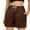 Brown, variant on Women's High Waisted Stretchy Denim Bermuda Shorts Drawstring Color Waist Comfy Solid Elastic Pants Casual Summer Jean Shorts with Pockets XS-3XL