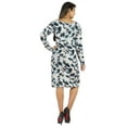 thumbnail image 4 of Bimba Printed Knee Length Jersey Dress For Women Casual Full Sleeve V Neck Midi Dress, 4 of 7