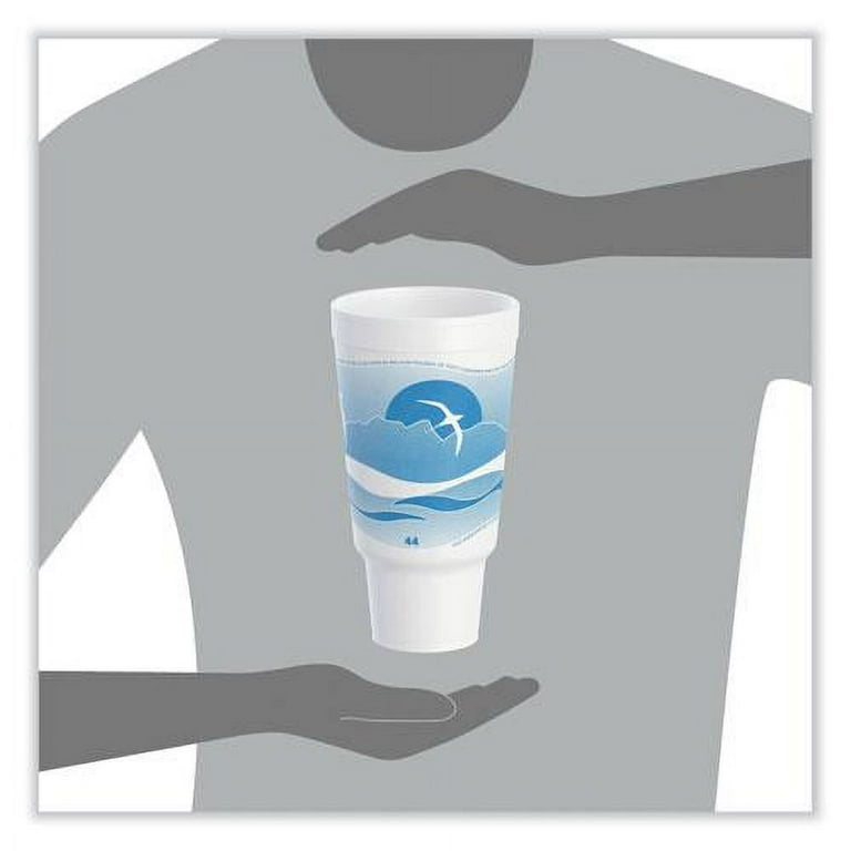 Horizon Hot/Cold Foam Drinking Cups, 44 oz, Ocean Blue/White, 15/Bag, 20 Bags/Carton Horizon Hot/Cold Foam Drinking Cups, 44 oz, Ocean Blue/White, 15/Bag, 20 Bags/Carton