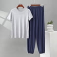 thumbnail image 2 of Cavosen Men's Short Pajama Sets 2 Piece Casual Crewneck Short Sleeve Sleepwear with Jogger Pants Solid Breathable Loungewear Summer Soft Matching Set, 2 of 5