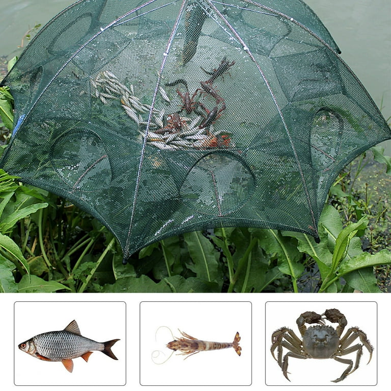 Foldable Umbrella Fish Minnow Crawfish Shrimp Crab Net Trap for