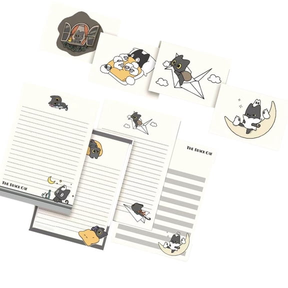 Zonest 1 Set Little Black Cats Letter Paper with Envelope Set Stationery Paper Set with Envelopes Lovely Writing Paper