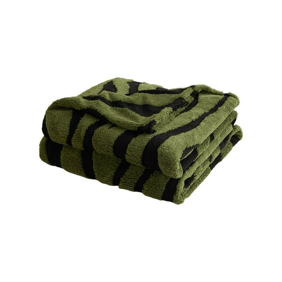 openpig Super Soft Cozy Throw Blanket, Striped Flannel Throw Blanket - Soft Cozy Striped Blanket for Couch, Sofa, or Bed - 59.1*78.74 Inches, Green, All Season Use