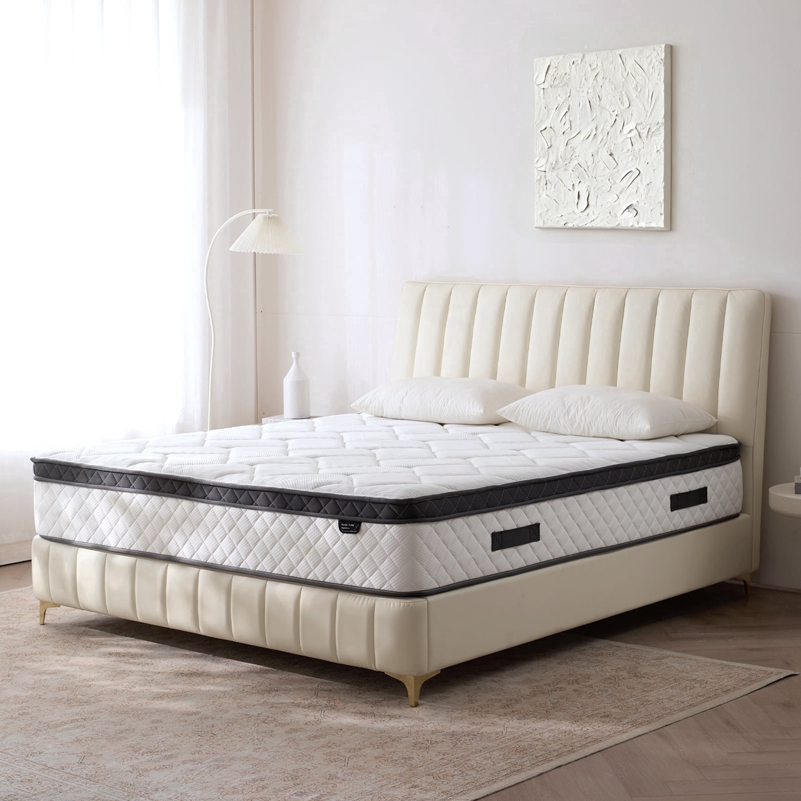 Bezzze 12 inch Queen Size Mattress, Hybrid Mattress in a Box, Individually Pocket Springs & Breathable Memory Foam, Medium Firm, CertiPUR-US Certified