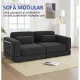 thumbnail image 3 of Sofá Cama de 2 Plazas para Salón, Sofá Modular Convertible con Espuma Viscoelástica, Mueble de Ahorro de Espacio, 180×180×80 cm (Negro), 3 of 8