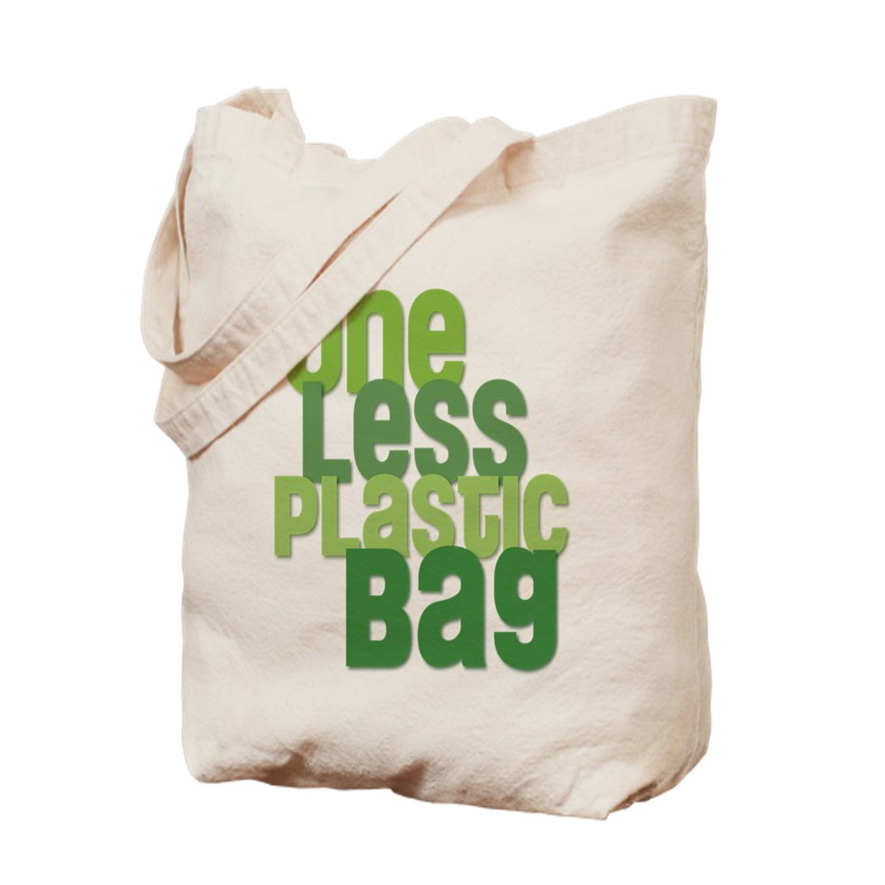 CafePress One Less Plastic Bag Natural Canvas Tote Bag, Cloth