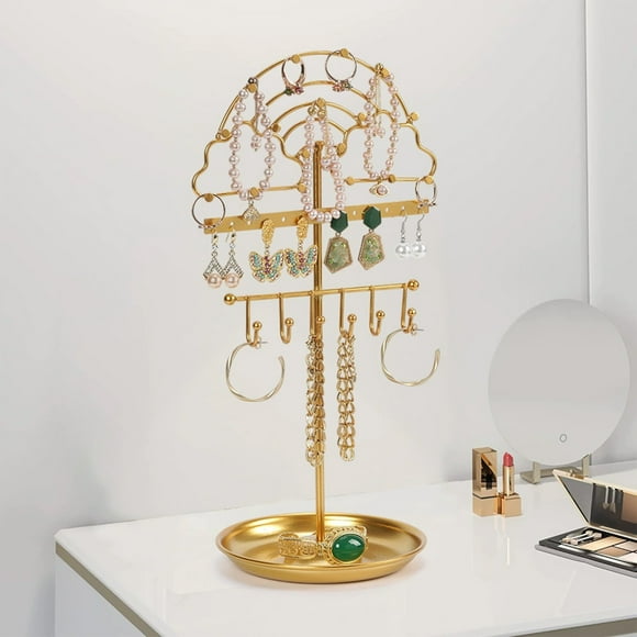 Estante organizador vertical de joyas - Soporte colgante para pendientes, collares y pulseras con diseños de mariposas y corazones