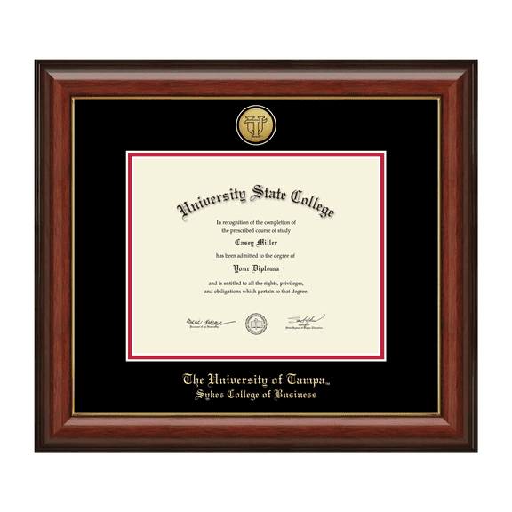Framerly - Tampa Business Diploma Frame with Black and Red Mat