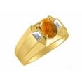 thumbnail image 3 of RYLOS Men's Rings Yellow Gold Plated Silver Rings Classic Designer  9X7MM Gemstone & Diamond Ring Tiger Eye November Birthstone Ring Size 10, 3 of 7