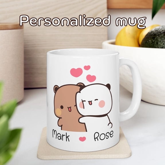 Personalized Coffee Mug, Cute Bear Coffee Cup, Funny Gift for Her or Him, Birthday, Christmas, or Valentine’s Coffee Mug
