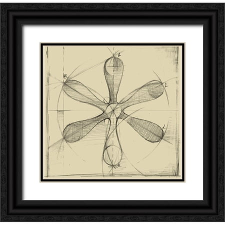 Harper Ethan 27x26 Black Ornate Wood Framed with Double Matting Museum Art Print Titled - Drafting Symbols IV
