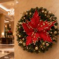 thumbnail image 3 of KGJQ Christmas Artificial Glitter Poinsettia Flower, Single Stem Large Faux Poinsettias Christmas Ornaments for Tree, Wreath, Wedding, Home Party Decor, 3 of 8