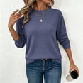 thumbnail image 6 of Crew Neck Tops for Women, Soft Stretch Long Sleeve Solid Color Casual Slim Pullover Tops Basic Shirts for Everyday Loungewear, 6 of 9