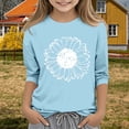 thumbnail image 2 of XQYLOS Girls Graphic Tees Summer 3/4 Length Sleeve Tops 𝐅loral Crew Neck Casual Athleti𝐜 Tuni𝐜 T-Shirt Blouse for 3-14 Years, 2 of 5