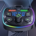 thumbnail image 1 of Binmer Multi-Functional FM Transmitter/Radio Adapter/Car Charger/Bluetooth Music Player, With RGB Colorful Atmosphere Lights,USB QC3.0 Charge And Type-C PD Charge, 1 of 8