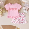thumbnail image 2 of UAYOTSE Toddler Baby 6M 1T 2T 3T Girl Outfits Floral Summer Clothes Infant Spring Sleeve Shirt Tops Cute School Wear Shorts Set,Sizes 3-4 Years, 2 of 7