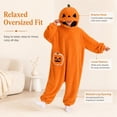 thumbnail image 4 of Satmonnus Unisex Adult Pumpkin Onesie Pajamas, Plush Jack-O-Lantern One-Piece Hooded Jumpsuit, Halloween Cosplay Costume Big Mouth Monster Sleepwear, 4 of 9