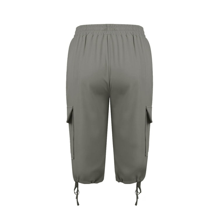 Women's Knee Length Capri Casual Hiking Pants Drawstring