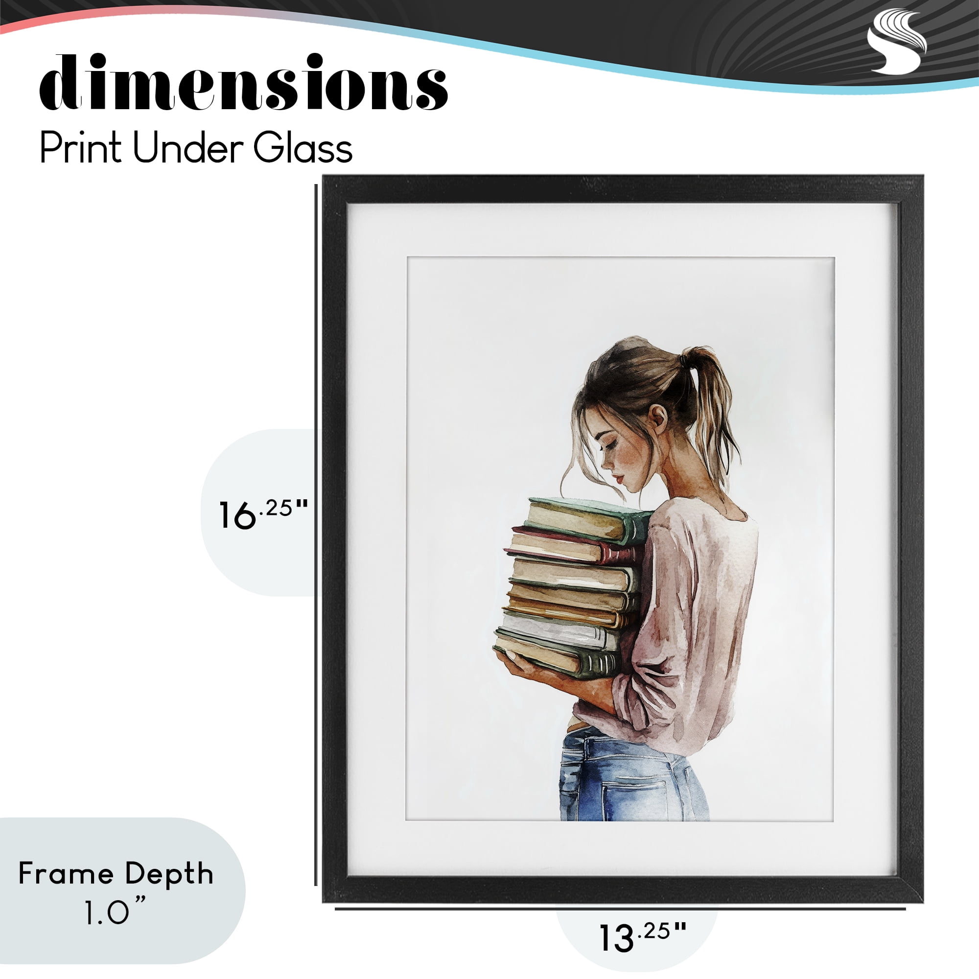 Stupell Industries Library Walk Girl Black Framed Print Under Glass, design by Svetlana Aleynikova