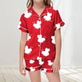 thumbnail image 2 of Pyjamas pour Filles Journée Mondiale des Abeilles Imprimé Dessin Animé Ensemble de Pyjama en Satin d'Été avec Poches pour Enfants Filles Tout-Petits Pjs Rouges 2 Ans-3 Ans, 2 of 4