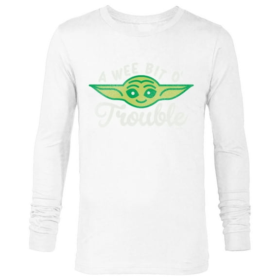 Star Wars The Mandalorian Grogu A Wee Bit O’ Trouble - Long Sleeve T-Shirt for Men - Customized-White
