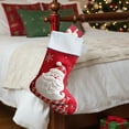 thumbnail image 6 of AuroraX Cute Knitted Christmas Stockings Large Red Classic Farmhouse Embroidered Reindeer and Snowman Stockings Hanging 15" Candy Stocking Bag for Xmas Decor(Red), 6 of 6