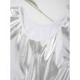 thumbnail image 5 of YEAHDOR Kids Girls Shiny Metallic 2Pcs Dance Suit Cropped Tank Top with A-Line Pleated Skirt Dance Set Performance Costume, 5 of 7