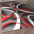 thumbnail image 3 of Emma + Oliver 5x7 Olefin Accent Rug with 3D Sculpted Intersecting Arch Design in Red, Gray, Black and White with Jute Backing, 3 of 7