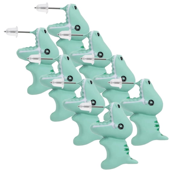 Aretes Infantiles VentDepot EarringDinosaur01 4Pzas Dinosaurio Tuerca Verde Silicona