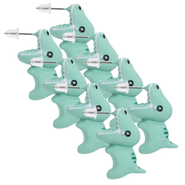 Aretes Infantiles VentDepot EarringDinosaur01 4Pzas Dinosaurio Tuerca Verde Silicona