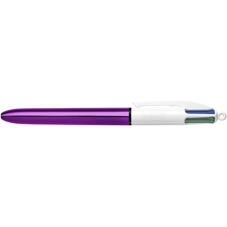 BIC 4-Color Shine Ballpoint Pen, Purple Barrel, Medium Point (1.0mm