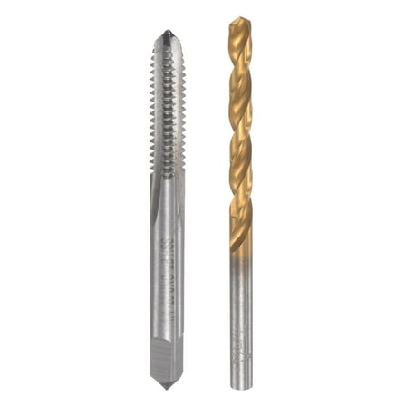 Uxcell 1/4-20 UNC Straight Flute Tap and 5.1mm Drill Bit Set High Speed Steel Titanium Plated