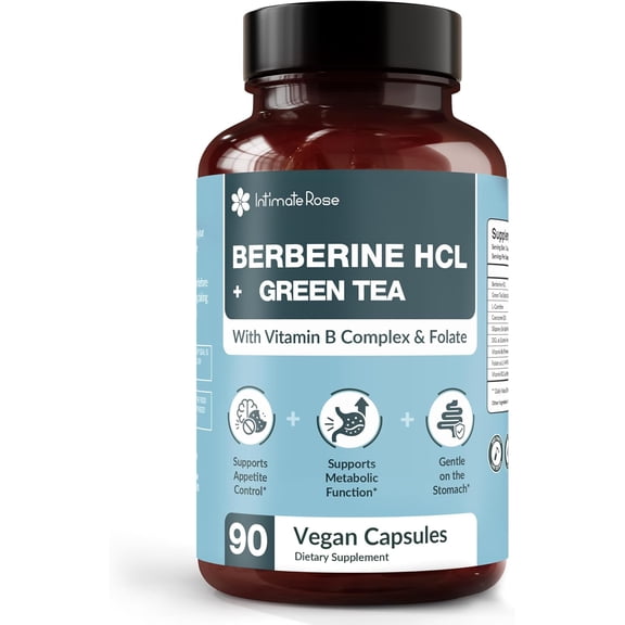 Berberine Supplement with Green Tea Extract - Pure Potency for Metabolic Wellness, Gut Health - Appetite & Craving Control - 90 Capsules