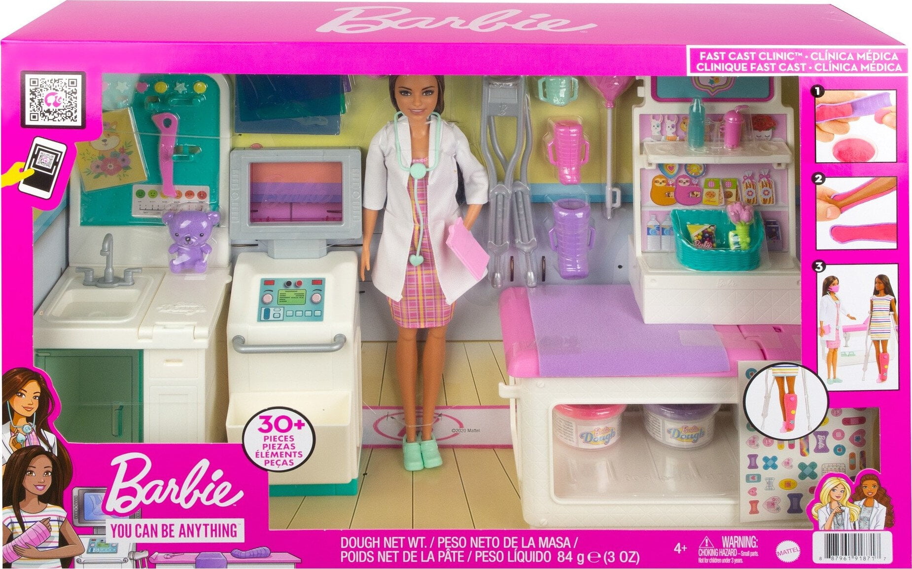 Barbie Careers Fast Cast Clinic Playset, Brunette Barbie Doctor 