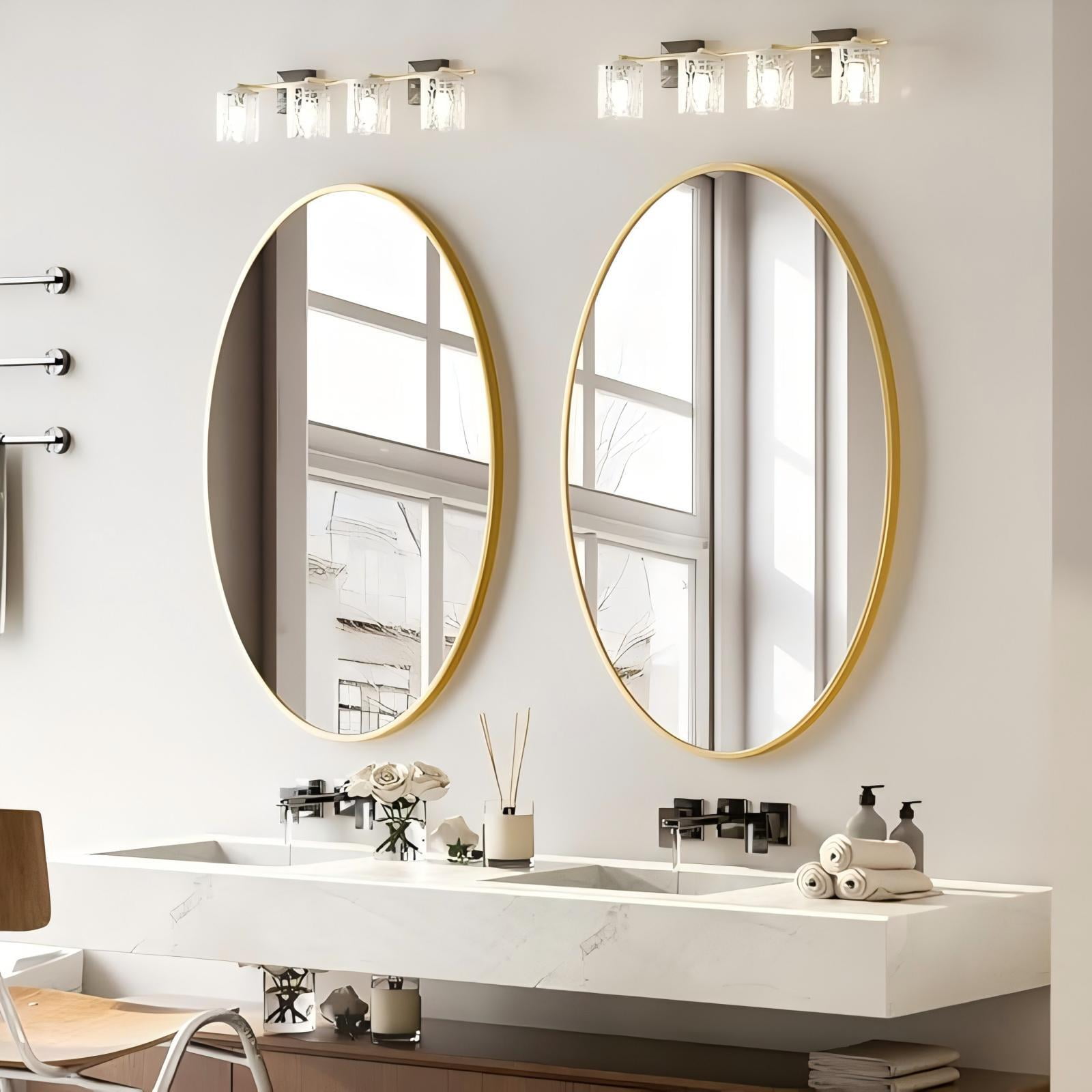 Mirstory Oval Bathroom Mirror 24"x36" Bathroom Vanity Mirror, Gold