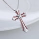 thumbnail image 3 of Necklace Pendant Necklace 18K White Gold Plated Stainless Steel Necklace for Women, 4A  Cubic Zirconia Princess Cut, 3 of 4
