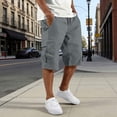 thumbnail image 2 of BiZtdJrK Mens Knee-Length Athletic Sport Short Solid Casual Drawstring Cargo Shorts with Multi-Pocket Going Out Outfits Dark Gray XL, 2 of 8