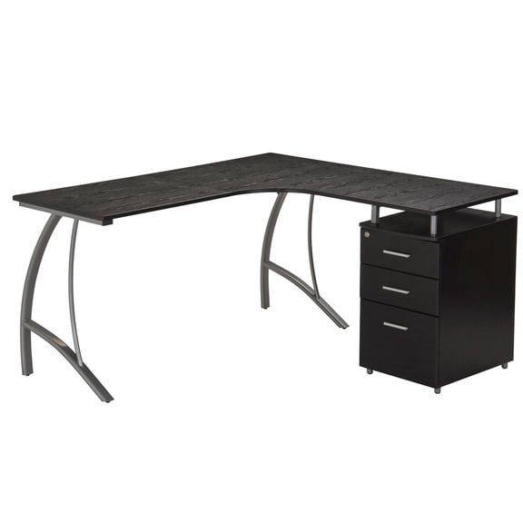 Techni Office Solutions 59" Espresso Brown Unique Techni Mobili Modern L-Shaped Computer Desk with