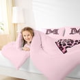 thumbnail image 3 of Erosebridal Kawaii Cheetah Print Bow Girl Bedding Comforter Set 7pcs,Girls Teens Leopard Print Letter Monogrammed M Queen Bedding Sets,Pink Reversible, 3 of 6