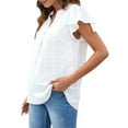 thumbnail image 2 of Womens Blouse V Neck Ruffle Sleeve Flowy Shirts Dressy Casual Cute Summer Tops White M, 2 of 9