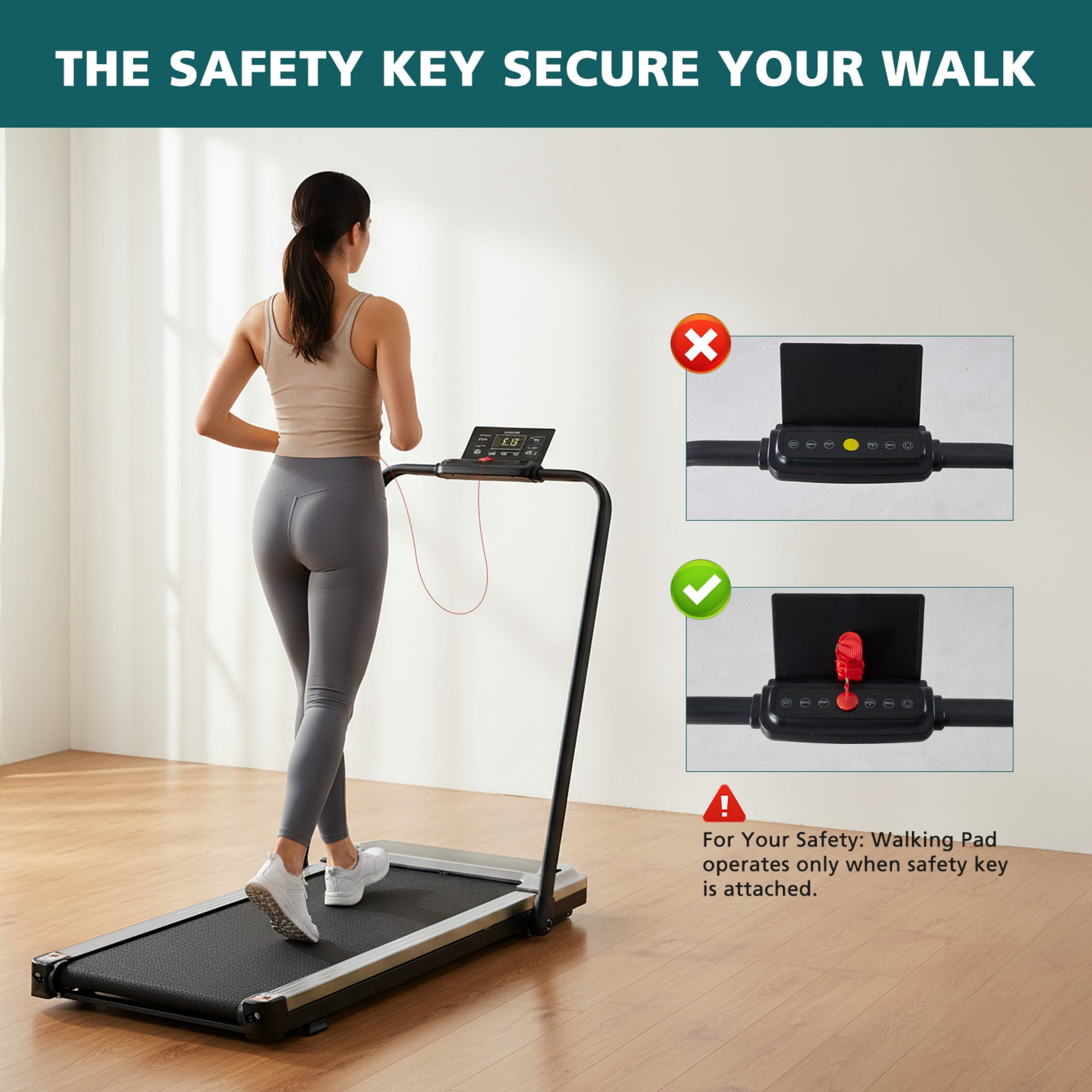 SHOUFTW Under Desk Treadmill with Handle, Portable Quiet Walking Pad with LED Display & Remote, Space-Saving for Home/Office (Silver)
