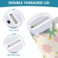 thumbnail image 3 of Yayeee 30oz Stainless Steel Tumbler with Straw and Handle Double-Wall Insulated Travel Water Bottle, Retro Green Stars, 3 of 8