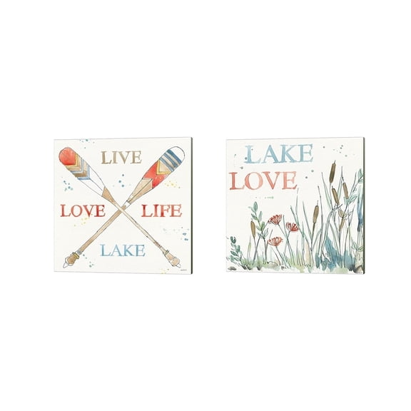 Metaverse Anne Tavoletti 'Lakehouse Red' Canvas Art (Set of 2)