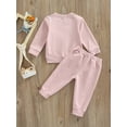 thumbnail image 4 of Gzhioc Sisters Matching 2Pcs Outfits, Letter Pattern Patchwork Long Sleeve Round Neck Tops + Elastic Waist Loose Fit Trousers,3-24 Months, 4 of 9